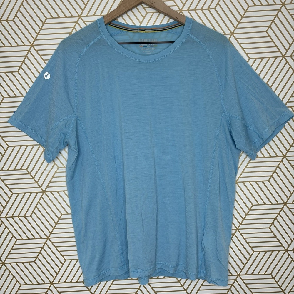 Smartwool Active Shirt Mens Large Teal Ultralite Merino Wool Short Sleeve Hiking